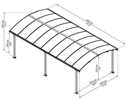 Palram - Abri d'auto Canopia Arcadia 6400 - 12' x 21' - Bronze/Gris 12' x 21' 