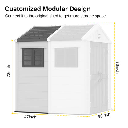 EAST OAK Connecteur modulaire pour kit d'abri de rangement extérieur 7 × 4 × 8,2 pieds, espace de rangement supplémentaire pour jardin, patio, arrière-cour 7 × 4 × 8,19 pieds 