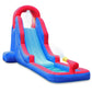 Sunny & Fun Compact Inflatable Water Slide Park – Heavy-Duty Nylon for Outdoor Fun - Climbing Wall, Slide, & Small Splash Pool – Easy to Set Up & Inflate with Included Air Pump & Carrying Case Blue/Red