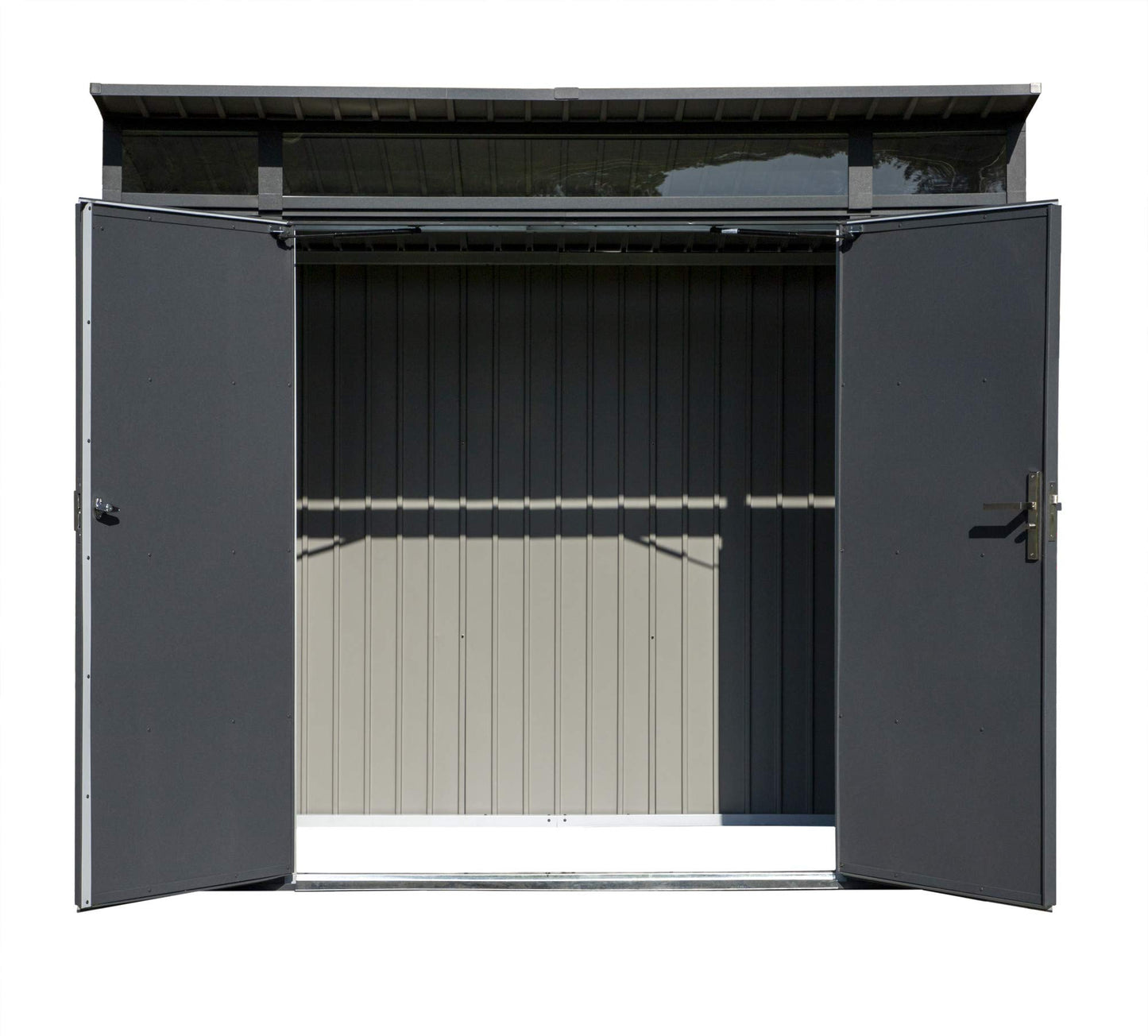 Sojag 8' x 5' Denali Outdoor Lockable Steel Storage Building with Windows, Anthracite