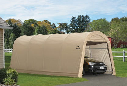 ShelterLogic 10' x 20' x 8' All-Steel Metal Frame Round Style Roof Instant Garage and AutoShelter with Waterproof and UV-Treated Ripstop Cover 10' x 20' x 8'