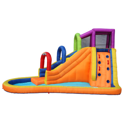 BANZAI Speed Slide Water Park, Length: 14 ft 7 in, Width: 9 ft 6 in, Height: 8 ft, Inflatable Outdoor Backyard Water Slide Splash Bounce Climbing Toy