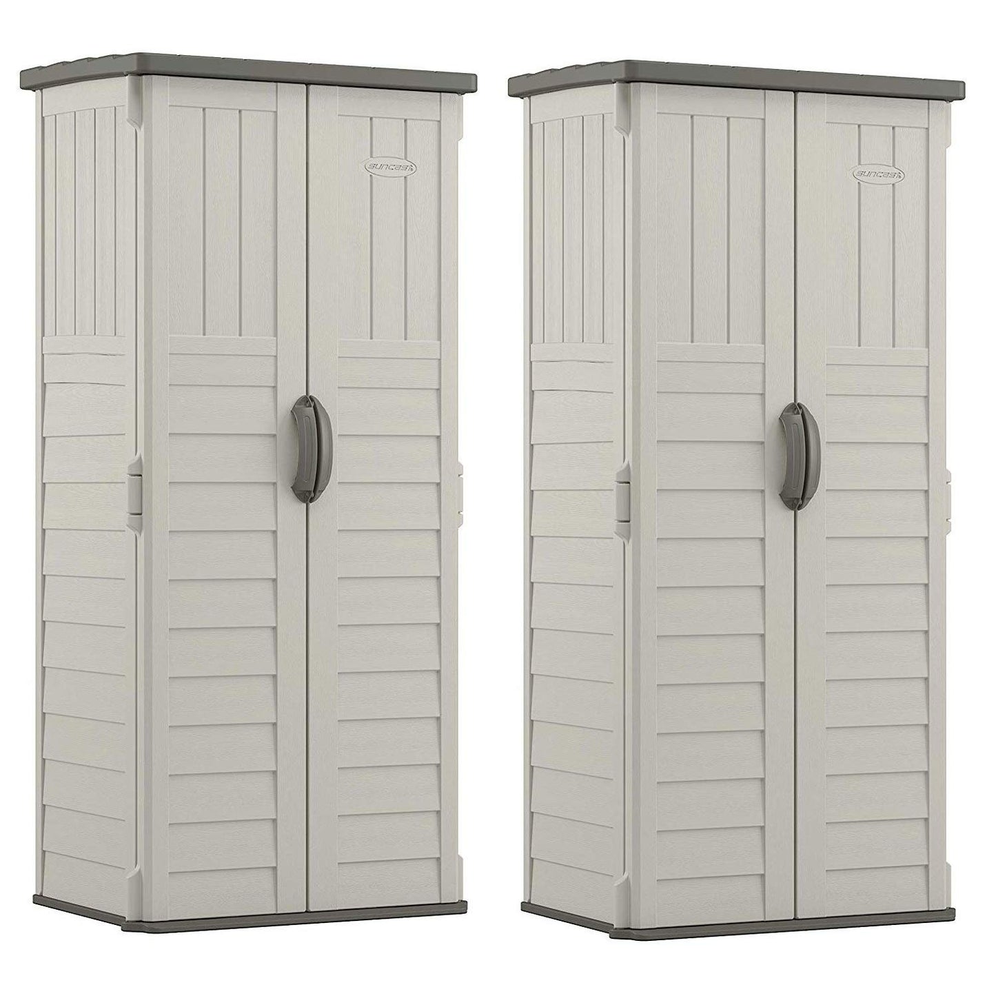 Suncast 22 Cubic Feet Resin Versatile Vertical Storage Shed Building (2 Pack)