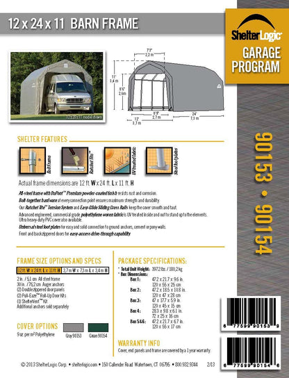 ShelterLogic 90153 Gris 12'x24'x11' Abri de grange 12' x 24' x 11' Gris 