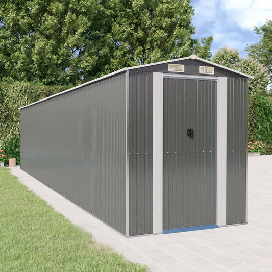 GOLINPEILO Metal Outdoor Garden Storage Shed, Large Steel Utility Tool Shed Storage House, Steel Yard Shed with Double Sliding Doors, Utility and Tool Storage, Light Gray 75.6"x369.3"x87.8" 75.6"x369.3"x87.8"