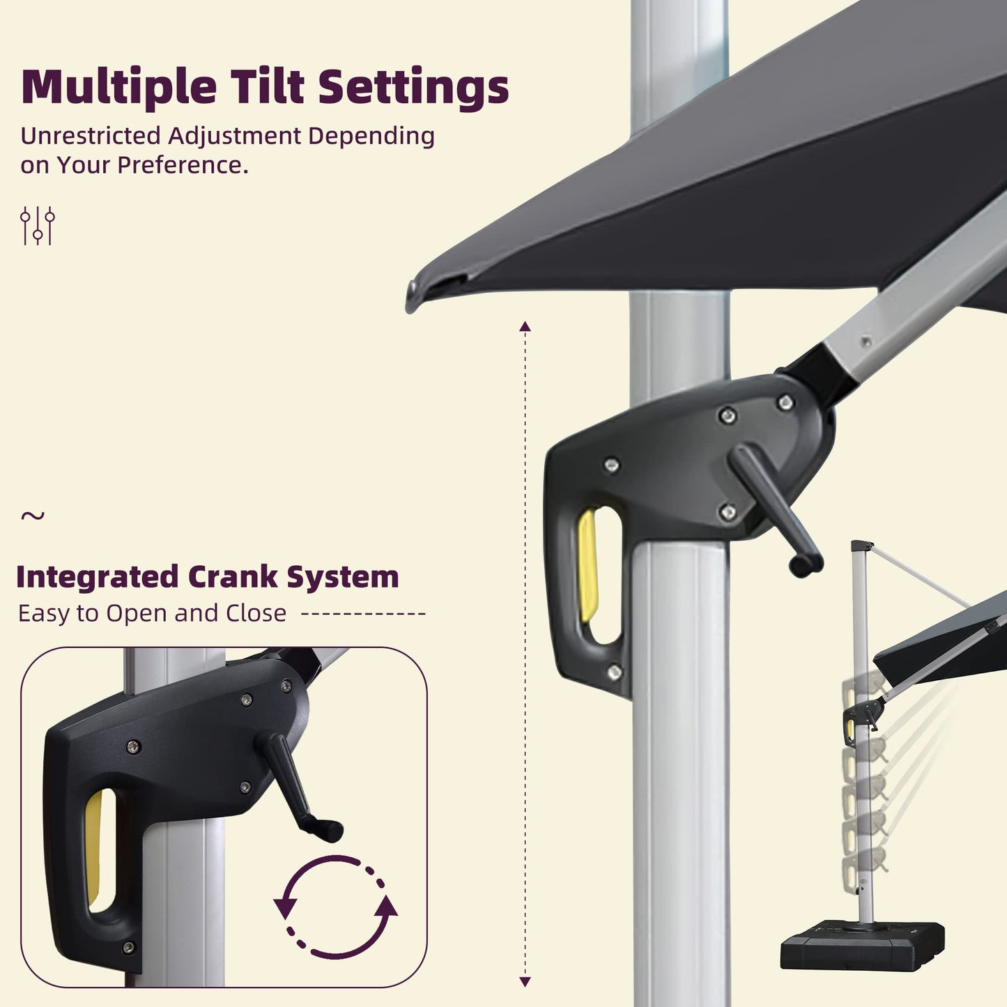 Patio Umbrella Outdoor Rectangle 9' X 11' Grey