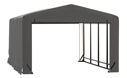 ShelterLogic ShelterTube Abri de garage et de stockage, 12' x 18' x 8', cadre en acier robuste, boîtier résistant au vent et à la neige, gris 12' x 18' x 8' 