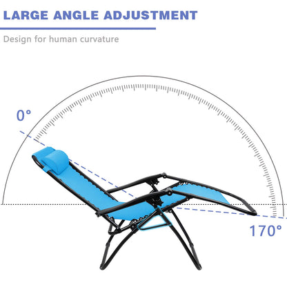 Homall Chaise Zero Gravity Chaises Longues de Pelouse Pliantes Réglables Chaise Longue d'Extérieur Chaise de Gravité Camp Chaise Longue Inclinable avec Oreillers pour Jardin et Plage Ensemble de 2 (Bleu Ciel) Bleu Ciel