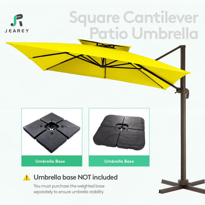 Parasol de patio en porte-à-faux carré 11 pieds jaune 