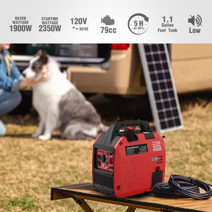 PowerSmart Générateur à onduleur portable 2 350 watts, générateur de gaz avec alerte CO, super silencieux, conforme CARB PS5025C 2 350 watts + alerte CO 