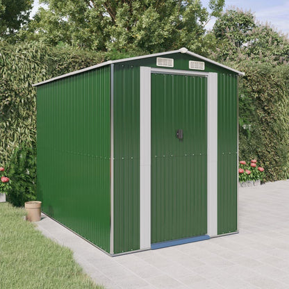 GOLINPEILO Abri de jardin extérieur en métal, grand hangar à outils utilitaire en acier, abri de jardin en acier avec doubles portes coulissantes, rangement utilitaire et outils, vert 75,6"x107,9"x87,8" 75,6"x107,9"x87,8" 