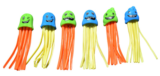 Swimline Dive Jellyfish Toys Lot de 6 jeux de capture et de récupération pondérés pour piscine et baignoire pour enfants Anneaux multicolores Plongée sous-marine Pratique Éducation Apprendre