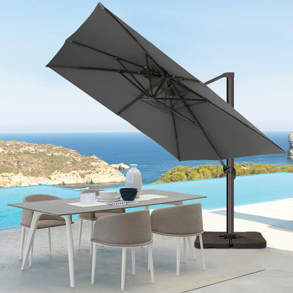 Parasol de patio en porte-à-faux carré 11PI GRIS 