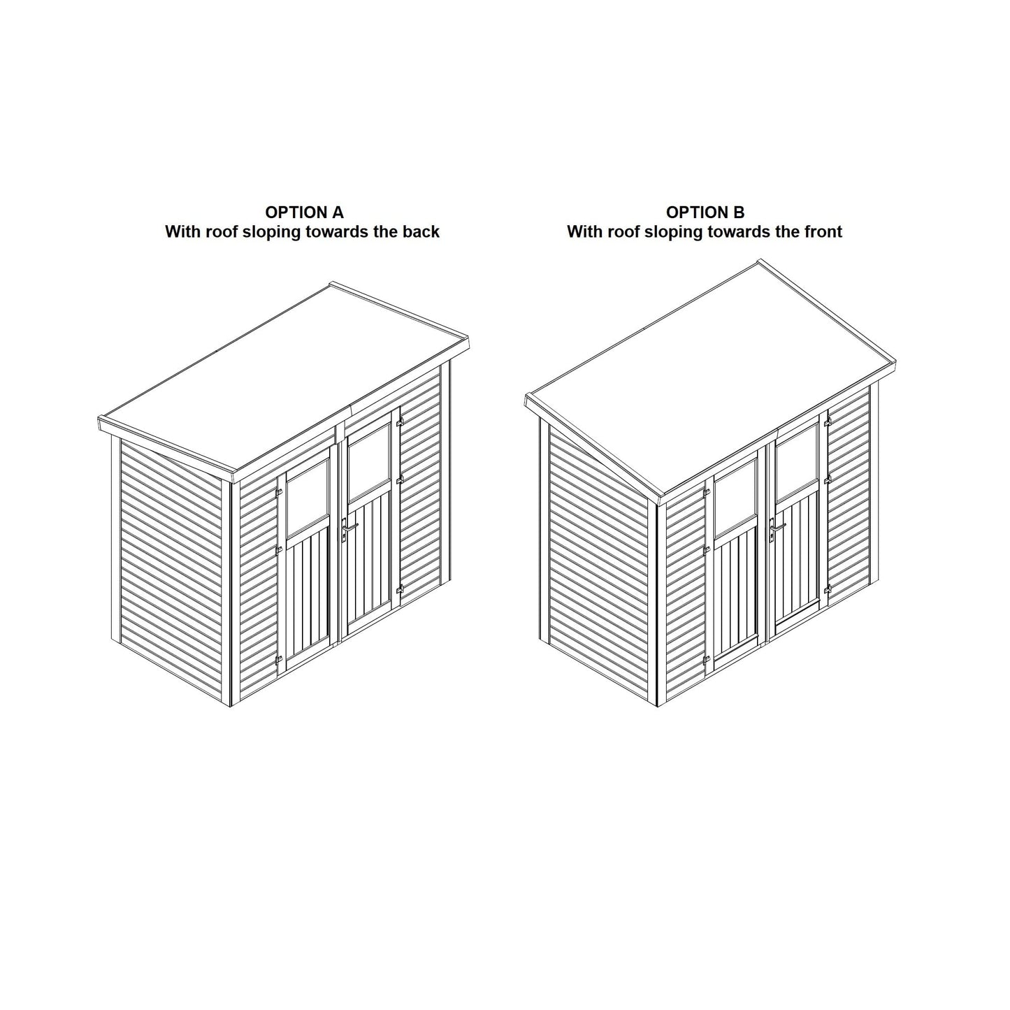 Leisure Season Urbano Kit d'abri de jardin moderne résistant aux intempéries avec sol, portes, fenêtres en plexiglas, toit en pente – Kit d'abri de jardin en bois d'épicéa nordique – Marron moyen, 2,4 x 1,2 m (URB8X47853) 