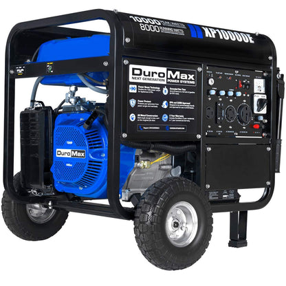 DuroMax XP10000E Gas Powered Portable Generator-10000 Watt Electric Start-Home Back Up & RV Ready, 50 State Approved, Blue/Black 10,000-Watt Gas