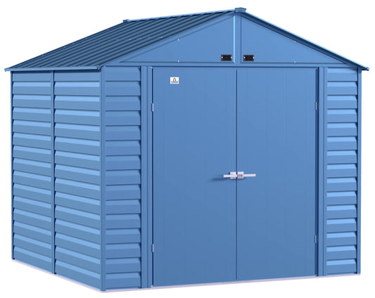 Arrow Shed Select 8' x 8' Outdoor Lockable Steel Storage Shed Building, Blue Grey