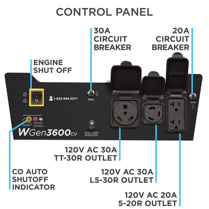 Westinghouse Outdoor Power Equipment Générateur portable de 4 650 watts de pointe, prise RV Ready 30 A, alimenté au gaz, capteur de CO, conforme CARB 4 650 W + capteur de CO 