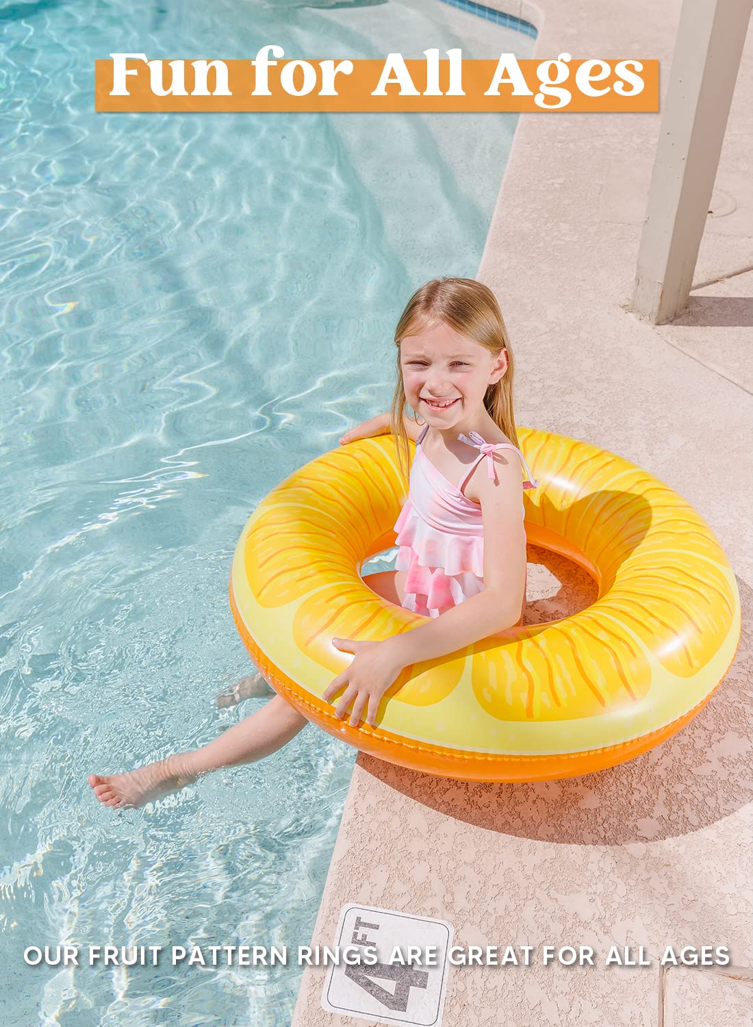 JOYIN Lot de 3 flotteurs de piscine gonflables pour enfants adultes, fruits, anneaux de piscine, anneaux de natation, flotteurs pour décorations de fête de piscine, fruits