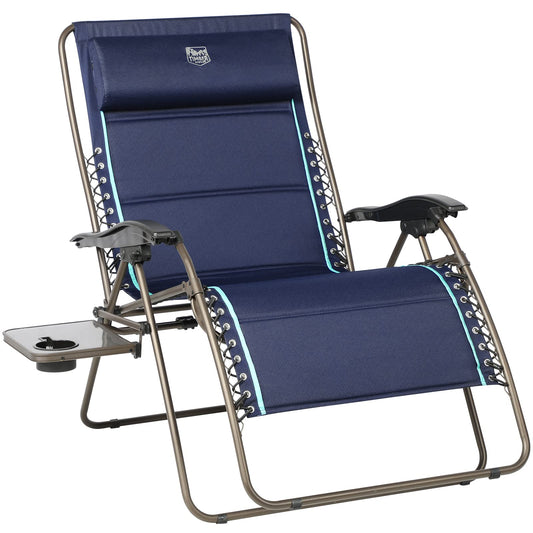 TIMBER RIDGE XXL Oversized Zero Gravity Chair, Full Padded Patio Lounger with Side Table, 33”Wide Reclining Lawn Chair, Support 500lbs(Blue) Blue