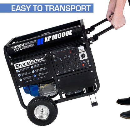 DuroMax XP10000E Générateur portable à gaz - 10 000 W - Démarrage électrique - Sauvegarde domestique et prêt pour camping-car - Approuvé par 50 États - Bleu/noir - 10 000 W 