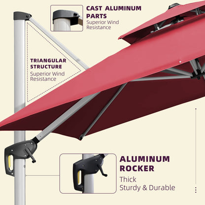 Parasol de patio carré de luxe 11 pieds Terra 