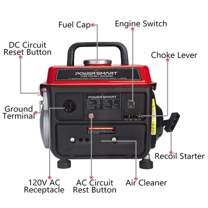 Générateur portatif à essence PowerSmart de 1 200 watts, ultraléger, conforme aux normes EPA et CARB 