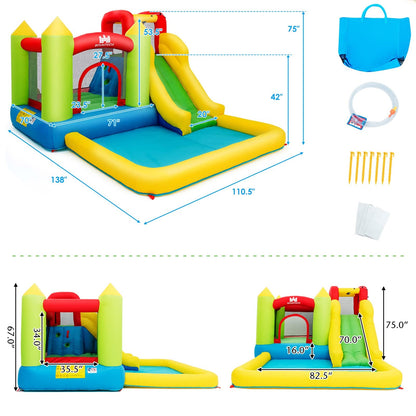 Toboggan aquatique gonflable Costzon, maison rebondissante pour enfants avec grande zone de saut, mur d'escalade, piscine à éclaboussures, toboggans aquatiques gonflables pour enfants, cadeaux de fête dans le jardin sans souffleur