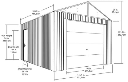 SOJAG GRC1215 Garage en acier résistant au vent et à la neige Everest - 12 pi x 15 pi x 10 pi Charbon de bois 12' x 15' 