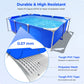 Above Ground Swimming Pool, Jhunswen 8.3ft x 5ft x 26in Outdoor Rectangular Steel Frame Pool for Adults Family, Grande Splash Square Pool for Kids, Easy Setup Pool with Repair Kit (No Filter Pump) 8ft