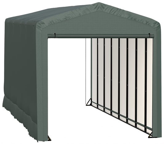 ShelterLogic ShelterTube Garage & Storage Shelter, 14' x 36' x 16' Heavy-Duty Steel Frame Wind and Snow-Load Rated Enclosure, Green 14' x 36' x 16'