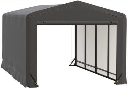 ShelterLogic ShelterTube Abri de garage et de stockage, 10' x 18' x 8', cadre en acier robuste, boîtier résistant au vent et à la neige, gris 10' x 18' x 8' 