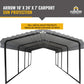 Arrow CPHC102407 Heavy Duty Galvanized Steel Metal Multi-Use Shelter, Shade, Carport, 10' x 24' x 7' Carport Only Charcoal 10' x 24' x 7'