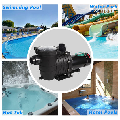TRUPOW 2.0HP 114GPM Swimming Pool Pump 110V/220V Dual Voltage Garden InGround and Above Ground Pool Water Pump with Strainer Filter Basket 110-240v Dual Volt