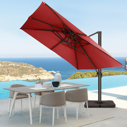 Parasol de patio en porte-à-faux carré 10 pieds rouge 