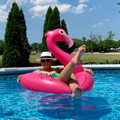 HIWENA Flamingo Float, Inflatable Flamingo Pool Float Tube for Party, 41 Inches Pink Flamingo Float, for Ages 9+