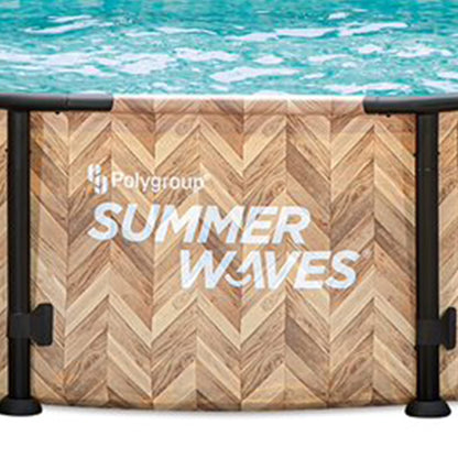 Summer Waves Oak Herringbone Elite 12' x 30" Outdoor Backyard Round Frame Ensemble de piscine hors sol avec pompe de filtration, cartouche et patch de réparation