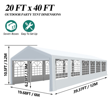 GARTOO 20' x 40' Large Heavy Duty Carport - Outdoor Wedding Party Tent Gazebo with 4 Sand Bags, Storage Shelter Canopy for Car, Boat, Truck, Auto, Motorcycle 20' x 40'