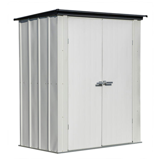 Arrow Shed Designed 5' x 3' x 6' Compact Outdoor Metal Backyard, Patio, and Garden Shed Kit, Flute Gray and Anthracite