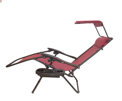 BTEXPERT Utillity Porte-gobelet Zero Gravity Chaise Case Lounge Patio Pool Beach Yard Garden, One Piece, Burgundy avec auvent