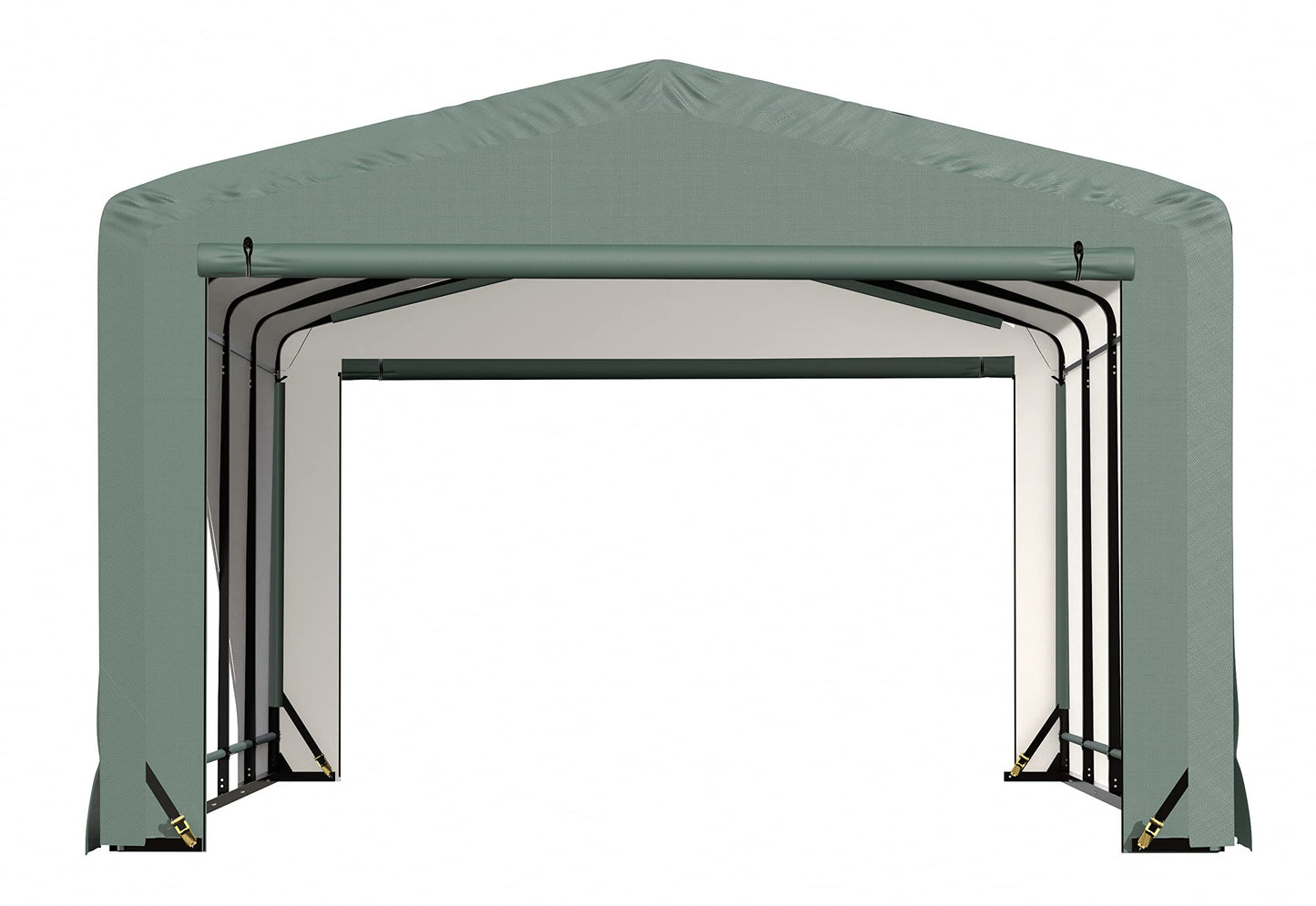 ShelterLogic ShelterTube Abri de garage et de stockage, 12' x 27' x 8', cadre en acier robuste, boîtier résistant au vent et à la neige, vert 12' x 27' x 8' 