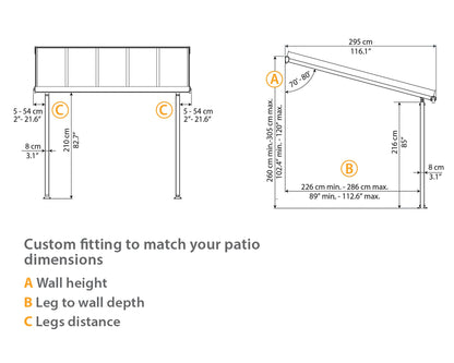 Palram - Housse de terrasse Canopia Olympia, 10' x 10', gris/bronze 10' x 10' 