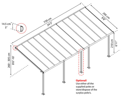 Palram - Canopia Olympia Patio Cover - 10' x 24' - Gray/Bronze 10’ x 24’