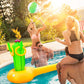 X XBEN Inflatable Pool Volleyball Game with Ring Toss, Pool Float Set with Ball, Volleyball Net, Water Pool Game Adults Family & Swimming, Summer Floaties, Volleyball Court (Yellow)
