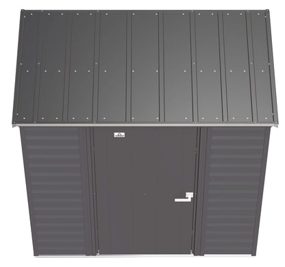 Arrow Shed Select 6' x 4' Outdoor Lockable Steel Storage Shed Building, Charcoal