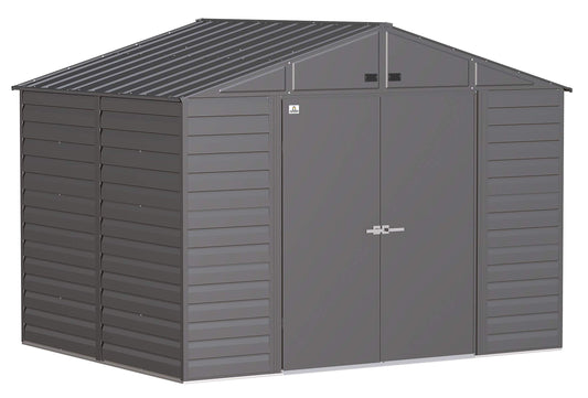 Arrow Shed Select 10' x 8' Outdoor Lockable Steel Storage Shed Building, Charcoal