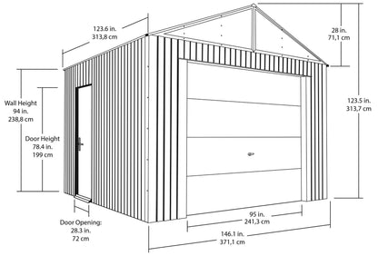 Sojag 12' x 10' Everest Galvalume Steel with Extra Tall Walls Garage Storage Building, Charcoal 12' x 10'