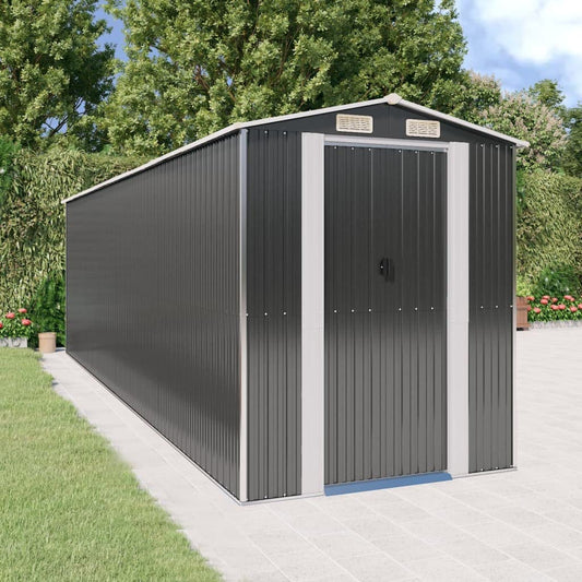 GOLINPEILO Abri de jardin extérieur en métal, grand hangar à outils utilitaire en acier, abri de jardin en acier avec doubles portes coulissantes, rangement utilitaire et outils, anthracite 75,6"x271,3"x87,8" 75,6"x271,3"x87,8" 