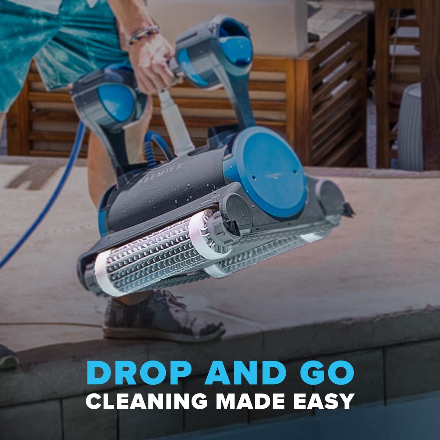 Dolphin Premier Robotic Pool Cleaner with Powerful Dual Scrubbing Brushes and Multiple Filter Options, Ideal for In-ground Swimming Pools up to 50 Feet.