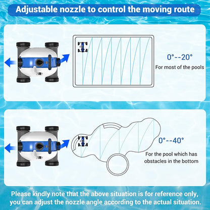 Robot nettoyeur de piscine sans fil, aspirateur de piscine automatique avec 60 à 90 minutes de temps de travail, batterie rechargeable, étanche IPX8 pour piscines hors sol/enterrées jusqu'à 861 m²