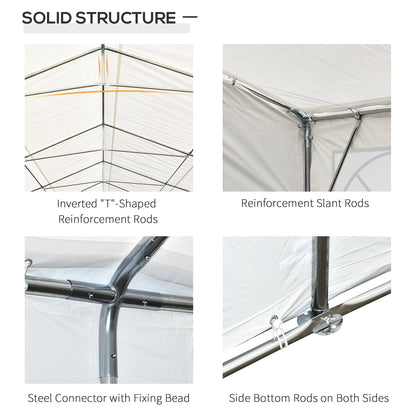 Outsunny Grande tente de fête et abri d'auto de 20' x 40' avec parois latérales amovibles et doubles portes, abri pare-soleil de tente à auvent robuste, pour fêtes, mariages, événements en plein air, barbecue, blanc 20' x 40' 